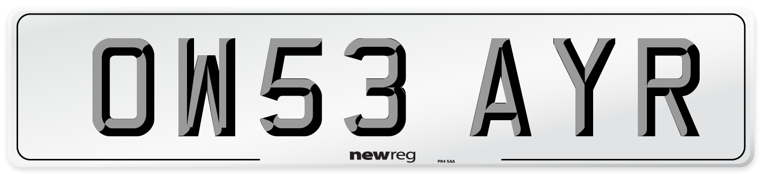 OW53 AYR Number Plate from New Reg